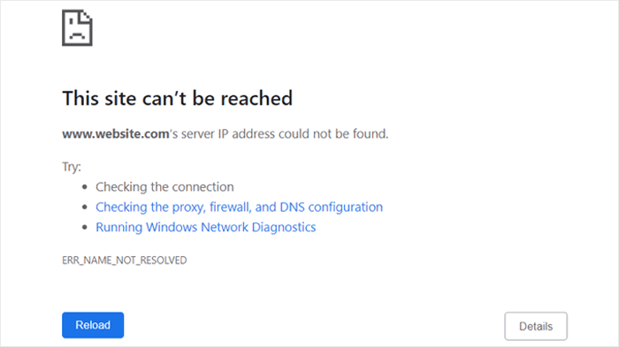 كيفية إصلاح الخطأ ERR_NAME_NOT_RESOLVED في ووردبريس (خطوة بخطوة) 1 errnameerrormessage