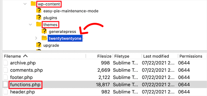 ما هو: WordPress Core 2 تحديد موقع ملف functions.php عبر FTP