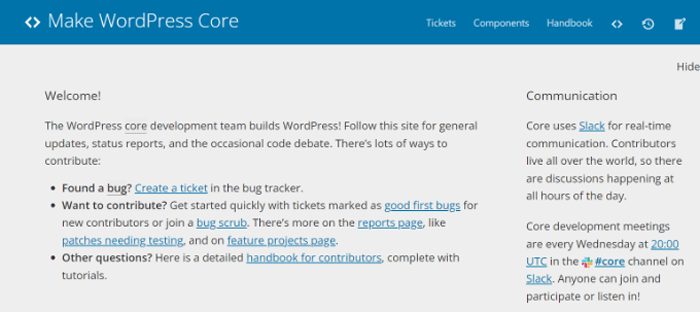 ما هو: WordPress Core 6 صفحة Make WordPress core