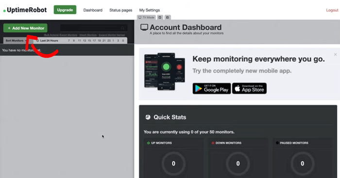 كيفية مراقبة وقت تشغيل سيرفر موقعك الإلكتروني ووردبريس (طريقة سهلة) 4 إضافة جهاز مراقبة نشاط جديد إلى uptimerobot